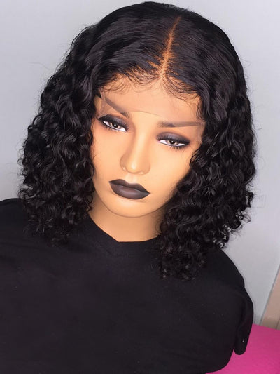 T.S.K Lace Front 150 Short Curly Human Hair Wig T-WILL STORE 