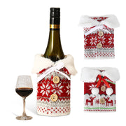 Christmas Sweater Wine Bottle Cover,new Year Knitted Champagne Table Snowflake For Party Decoration Gift Bag Xmas Ornament T-WILL STORE 