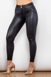 Full Size PU Leather Buttoned Leggings T-WILL STORE 
