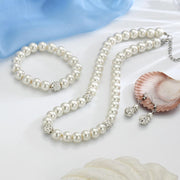 3 Piece Pearl and Shamballa Jewelry Set With Crystals 18K White Gold Plated Set in 18K White Gold Plated ITALY Design T-WILL STORE 