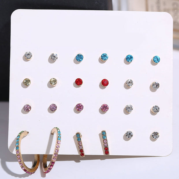 12 Piece Rainbow Set With ® Crystals 18K White Gold Plated Earring in 18K White Gold Plated T-WILL STORE 